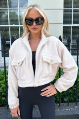 Eliza cream wool like cargo bomber