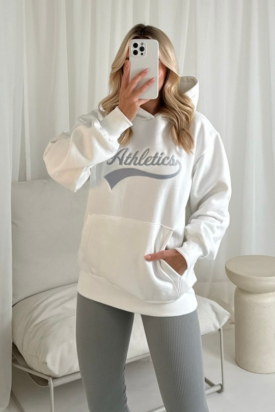 Athletics white embroidered hoodie and seamless legging set