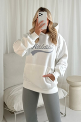 Athletics white embroidered hoodie and seamless legging set
