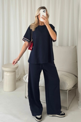 Eva navy t-shirt straight leg jogger loungewear