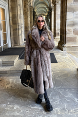 Pipa Taupe Long Faux Fur Coat