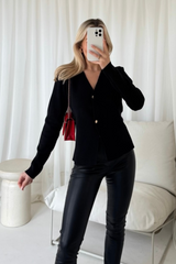 Linda black compact knit cardigan