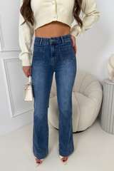 PARIS LIGHT BLUE DENIM FLARE FRONT POCKET JEANS