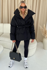 Alaska Black Short Padded Duvet Button Up Coat Coats & Jackets