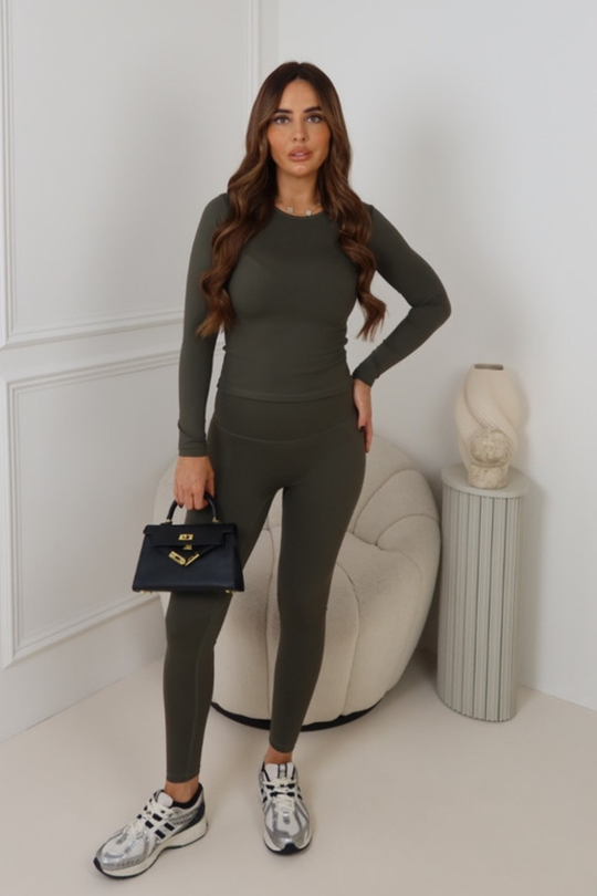 NADINE FOREST GREEN LONG SLEEVE LEGGINGS SET