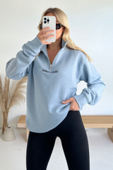 Saint Louis baby blue 3/4 zip sweater