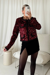 Sabrina burgundy & black sequin jacket