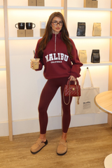 MALIBU BURGUNDY PRINTED 3/4 ZIP