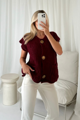 Sally burgundy sleeveless cardigan