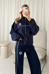 G monogram navy contrast piping zip jacket & trousers