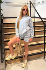 Mini palm baby blue printed hoodie & shorts - Resort Collective