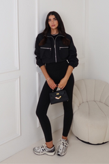 RADAH BLACK CROPPED HIGH NECK JACKET