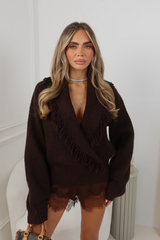 THEO CHOCOLATE TASSEL WRAP JUMPER
