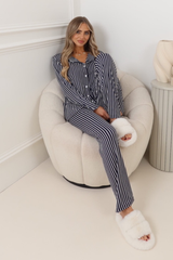 PREMIUM JERSEY NAVY STRIPED PYJAMA SET