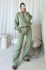 Rosie pistachio bomber jacket and straight leg jogger loungewear
