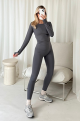 Melina grey long sleeve active gymwear set