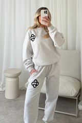 G monogram marl grey embroidered sweater joggers loungewear
