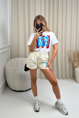 Slow days blue printed premium t-shirt and shorts