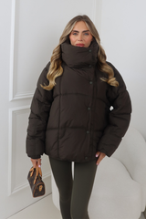 HANNAH KHAKI HIGH COLLAR COAT