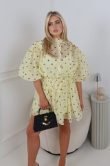 RITA LEMON POLKA DOT SHEER DRESS