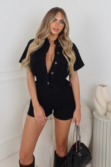 Maeve black denim playsuit