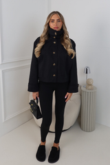 CHARLI BLACK BUTTON UP LINNEN PUFF SLEEVE JACKET