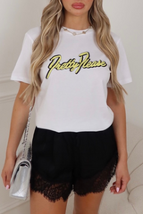 Pretty Please white printed t-shirt