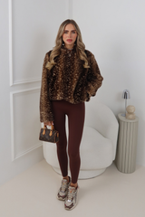 OAKLEY DEER PRINT HOODED FAUX FUR JACKET