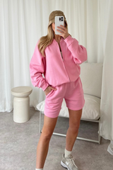 Siobhan pink bomber jacket and shorts loungewear