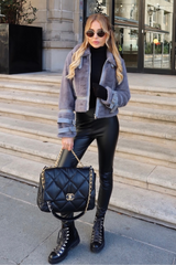 Mollie grey faux fur aviator jacket