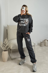 Forget me not steel grey printed sweater joggers premium loungewear