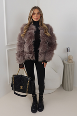 VANESSA GREY CROPPED FAUX FUR JACKET