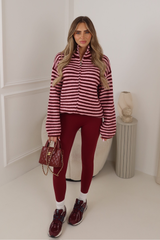 WINNIE PINK STRIPED FULL ZIP KNITTED JACKET