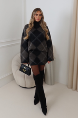 HAZEL TAUPE  CHECKED KNITTED SKIRT