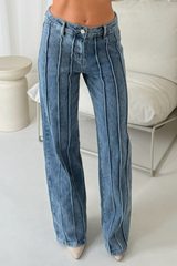 Molly denim seam detail straight leg jeans