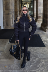 GRACE BLACK FITTED ZIP UP CROPPED PUFFER JACKET