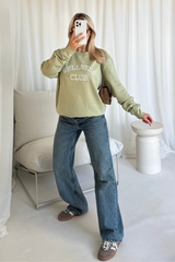 Wellness club sage embroidered sweater