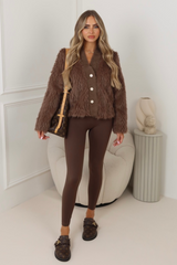 Libby chocolate faux fur jacket