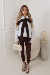 FREYA MARL GREY KNITTED NECK TIE HOODIE