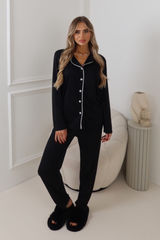 PREMIUM JERSEY BLACK CLASSIC PIPING PYJAMA SET