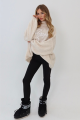 Apres Ski cream embroidered oversized knit jumper