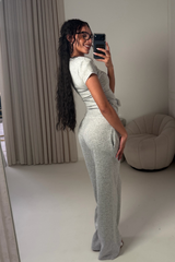 DAPHNE MARL GREY TOP AND TROUSER CO ORD TWO PIECE SET