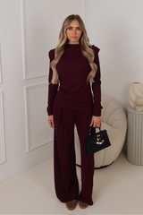 Isla Burgundy long sleeve trouser co-ord