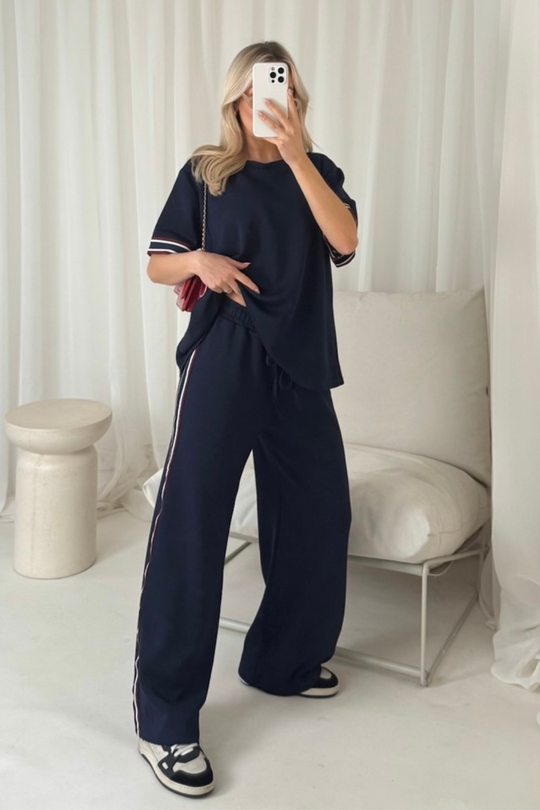 Eva navy t-shirt straight leg jogger loungewear