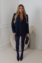 GIGI NAVY ASYMMETRIC BACK BLAZER