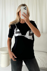 Disco bra black printed t-shirt