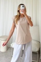 Eliza Stone Shoulder Pad Box T-Shirt Shirts & Tops