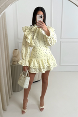 Rhea lemon heart print shirt & skirt co-ord co-ord