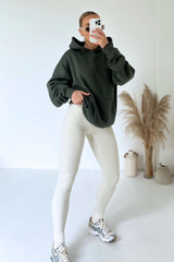 Khaki oversized kangaroo pocket hoodie premium essentials