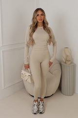 Melina cream long sleeve active gymwear set